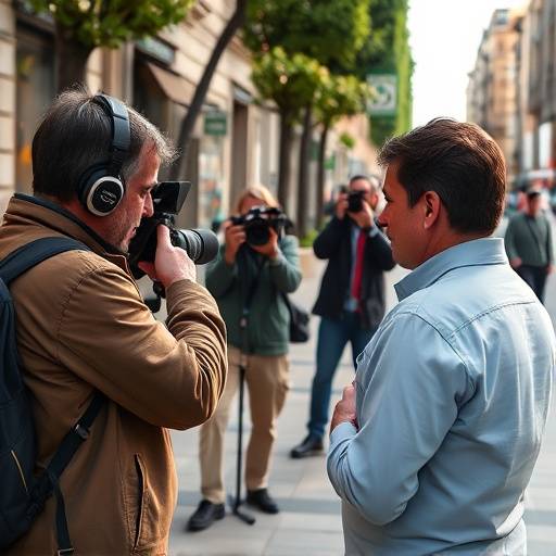 Imagen de la noticia 3: Un reportero de 'Madrid al Día' entrevistando a un ciudadano en la calle.